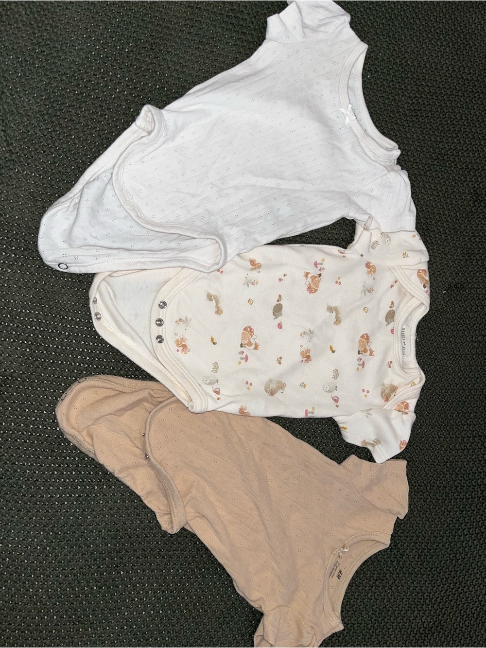 H&M Baby Bodysuit 3-Pack in White, Cream, Tan